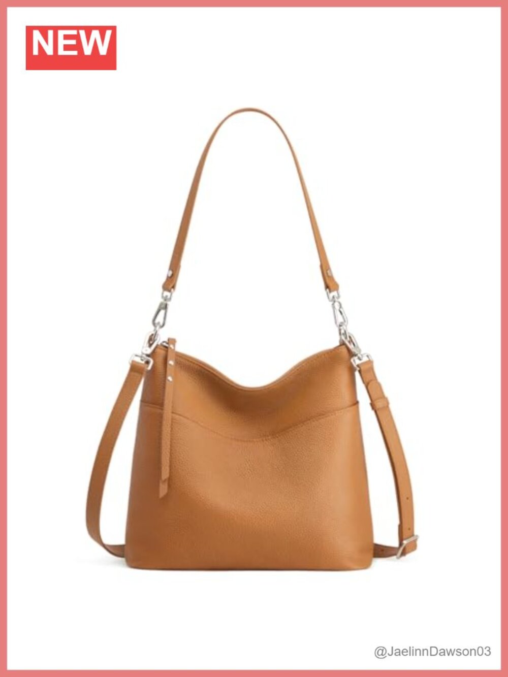 Leather Tote Shoulder Crossbody Bag with 2 Straps
